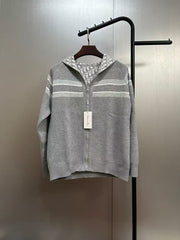 Double-sided hooded knitted cardigan