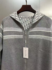 Double-sided hooded knitted cardigan