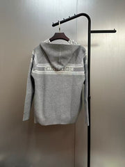 Double-sided hooded knitted cardigan